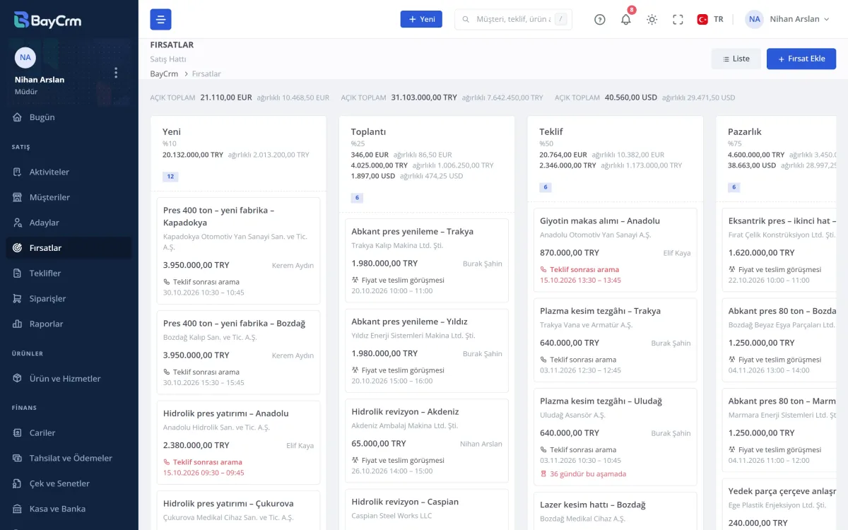 BayCRM ekran görüntüsü
