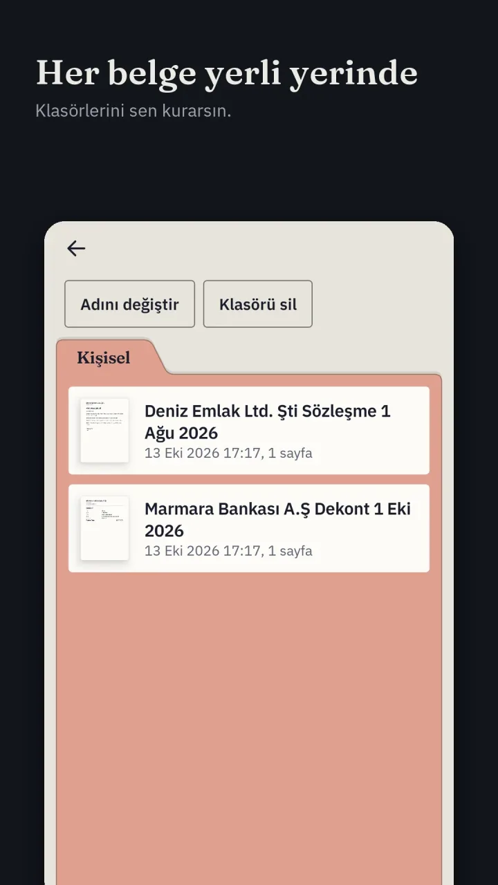 Her belge yerli yerinde