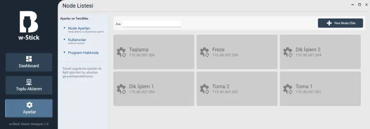 Tezgâh (node) tanımları